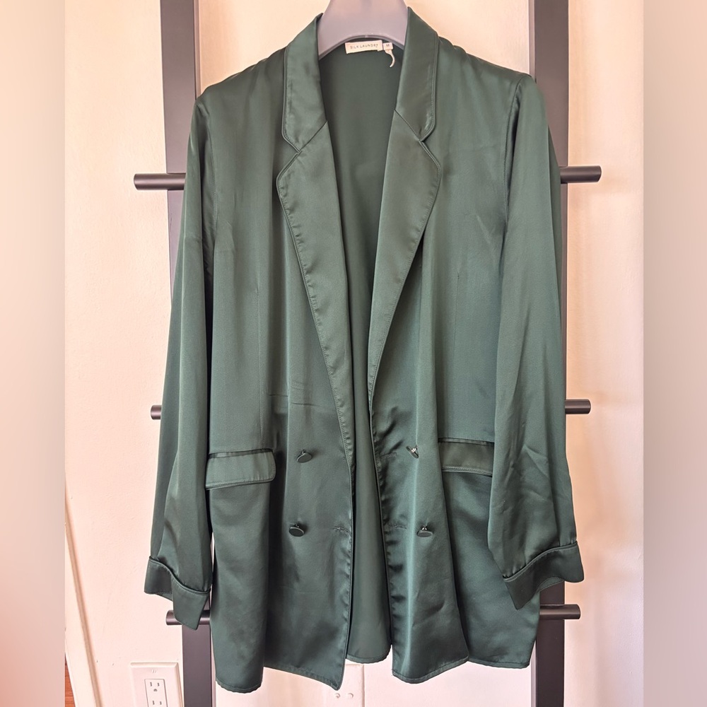 Silk Laundry Relaxed Green Blazer (Size M)